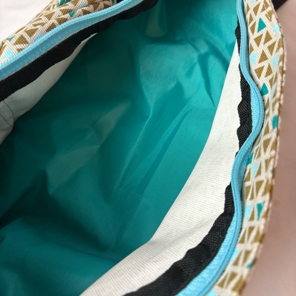 Kavu Rope Sling Bag Backpack Beige Teal/Brown Triangle Geometric Mini Specks - Picture 6 of 8